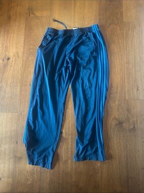 adidas Navy Joggers with Light Blue Side Stripes
